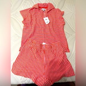 Free assembly stripe terry matching set size small orange pink